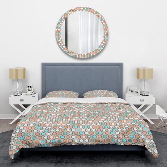 Designart 'Retro Hexagon Pattern III' Mid-Century Duvet Cover Set